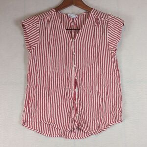 Liz Claiborne‎ Red & White Striped Women's Lightweight Button Down Blouse S